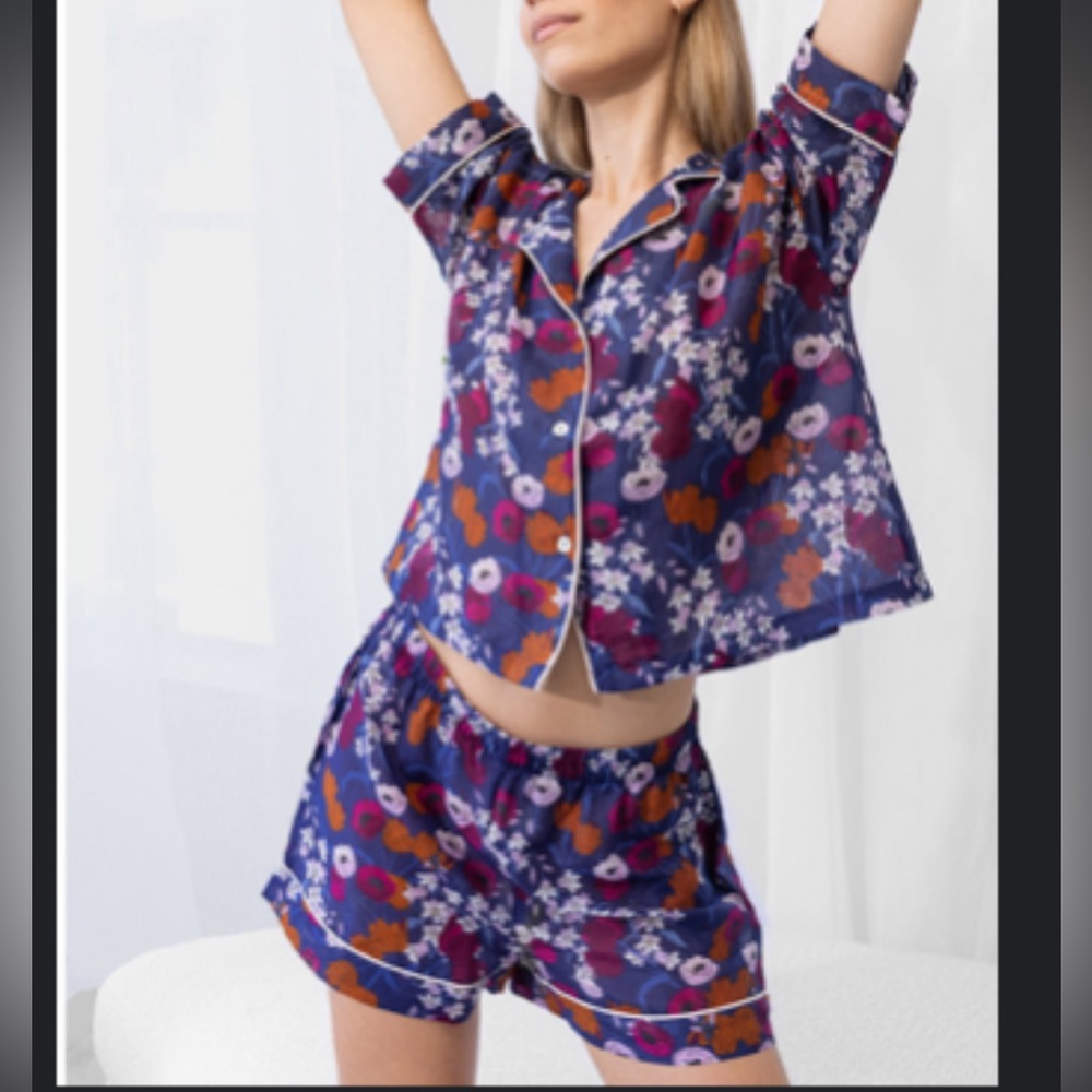 Papinelle | Floral Print Women's Pajama Set | Pavot Navy Boxer PJ | XL